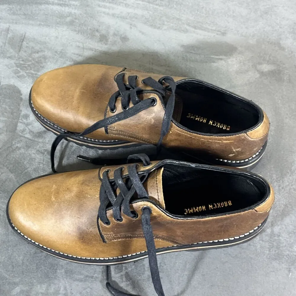Broken Homme Leather Work Shoes Derby Lace Up Classic 8.5 USA Men’s Vibram